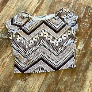 Charlotte Russe patterned top xs crop top with zipper decoration